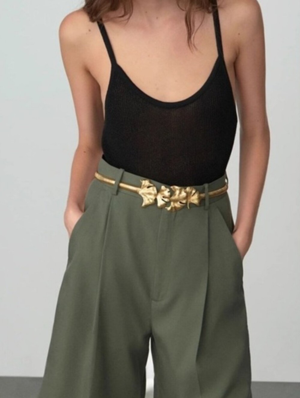 Zara Gold Ginkgo Leaf Statement Belt